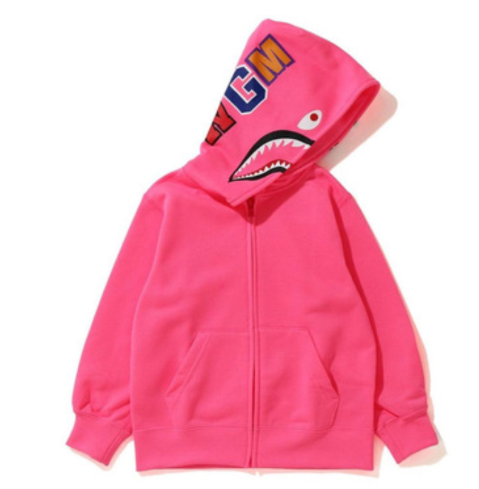 Pink solid color shark boy jacket